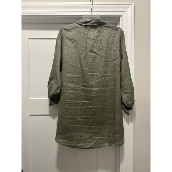Jones & Co Jones NY 100% Linen Over Shirt Roll Up Sleeves Buttons Army GREEN 1X - Picture 6 of 6